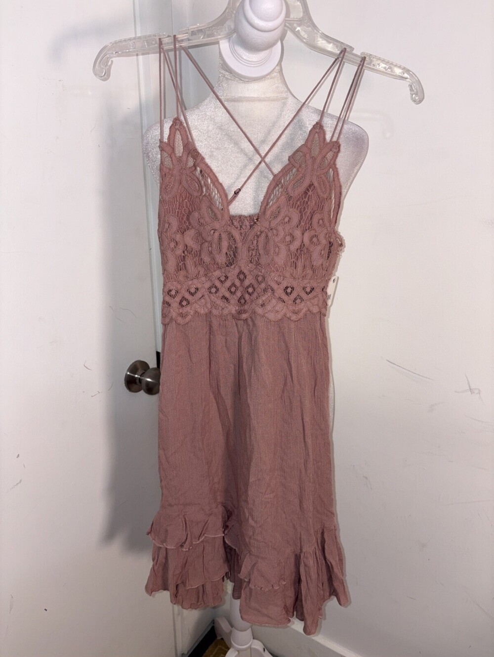 Free People Adella Slip Dress Rose Mauve Pink Mini Dress Boho Small New With Tag